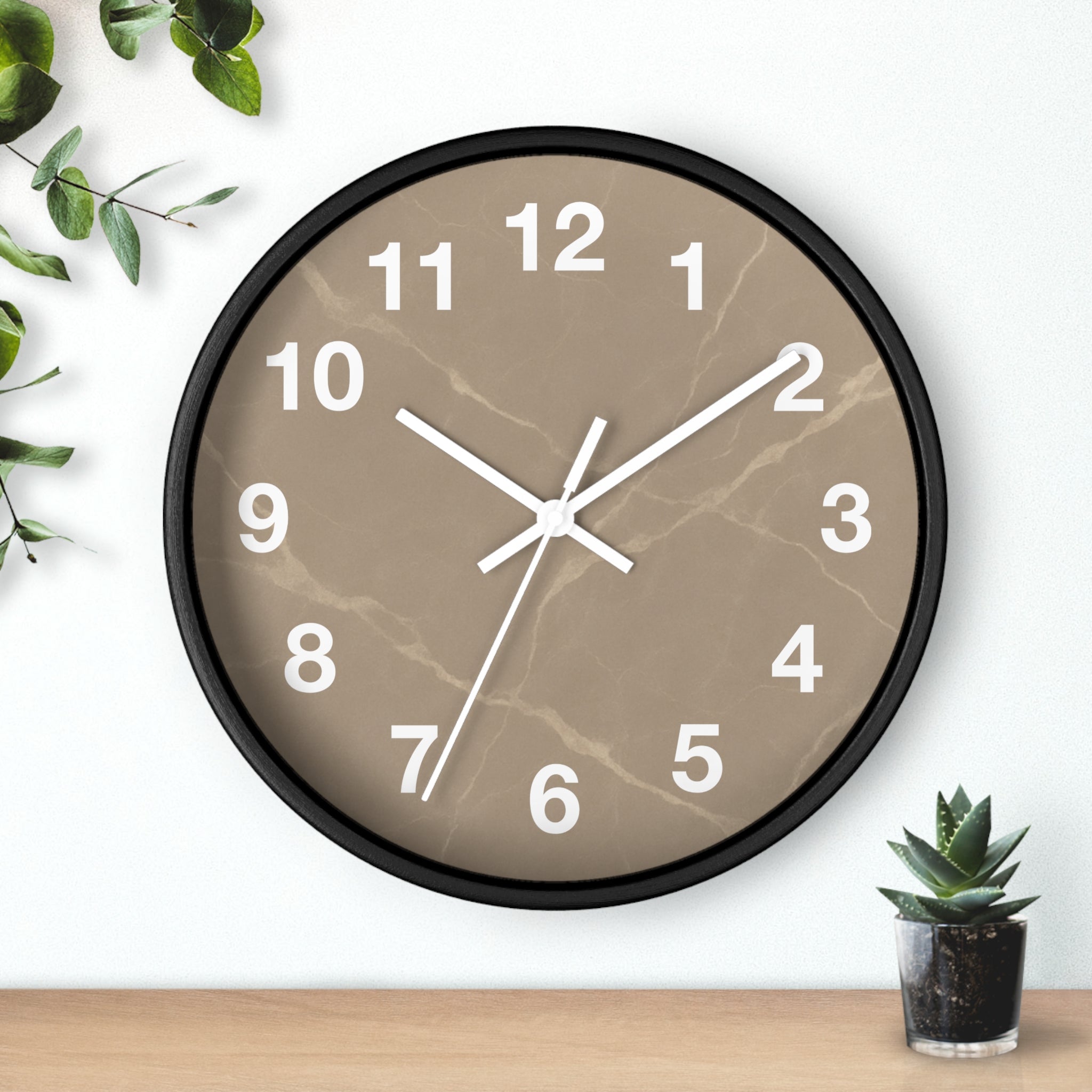 Taupe Marble Wall Clock
