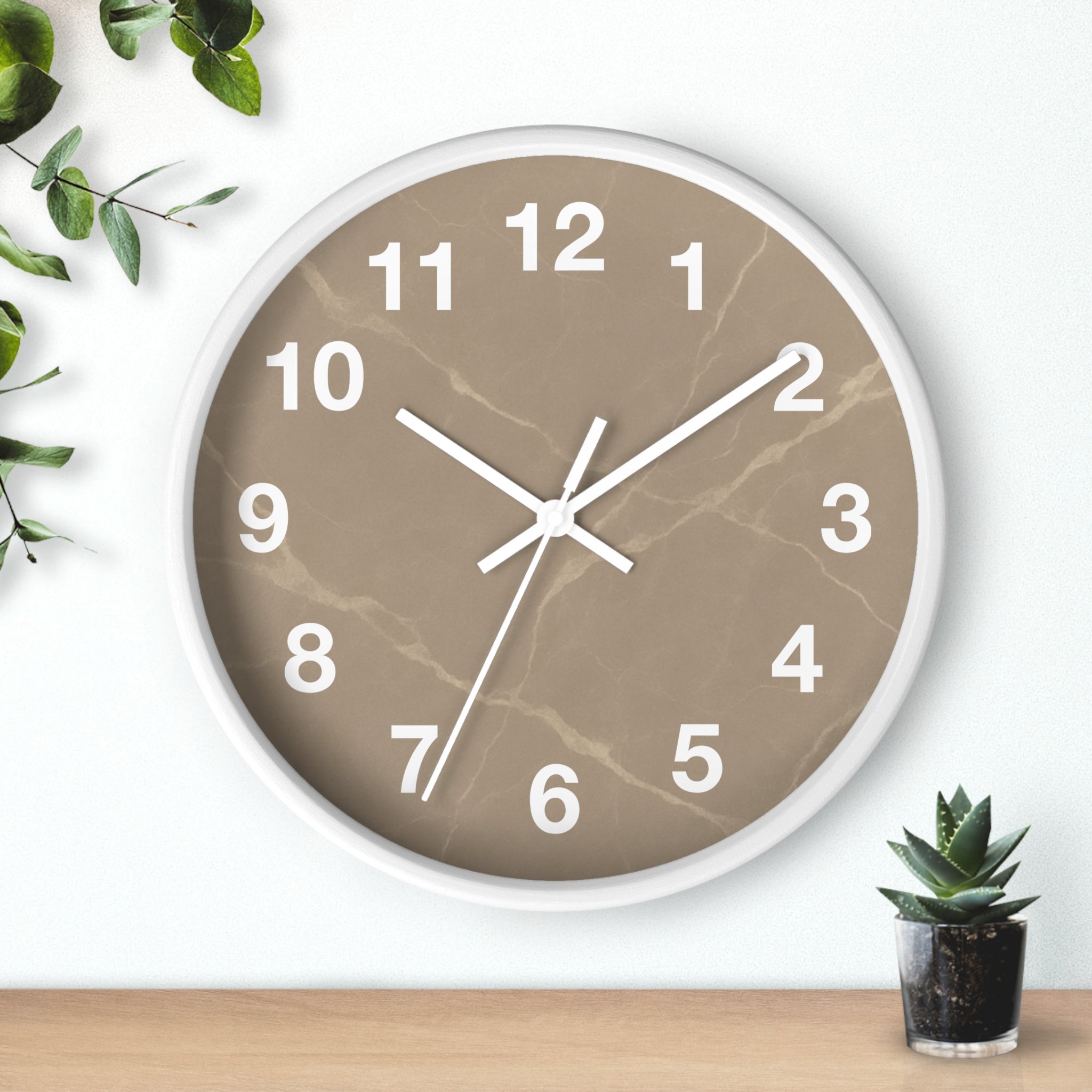 Taupe Marble Wall Clock