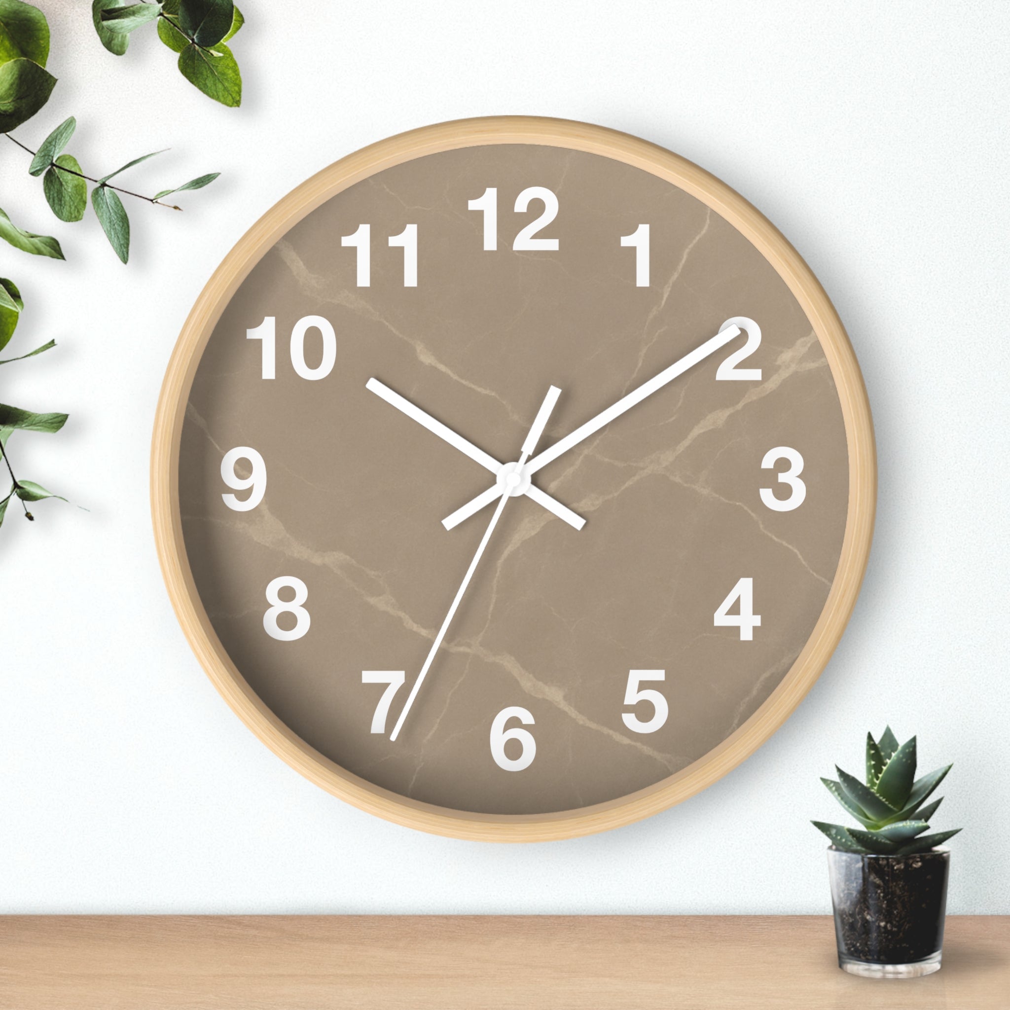 Taupe Marble Wall Clock